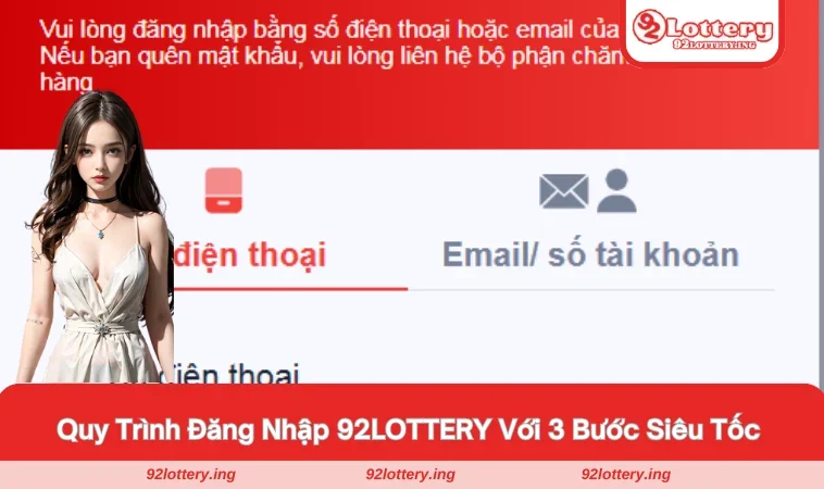 Quy trình đăng nhập 92LOTTERY siêu tốc với 3 bước đơn giản